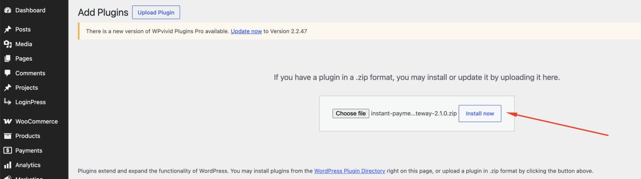 Install the plugin screenshot