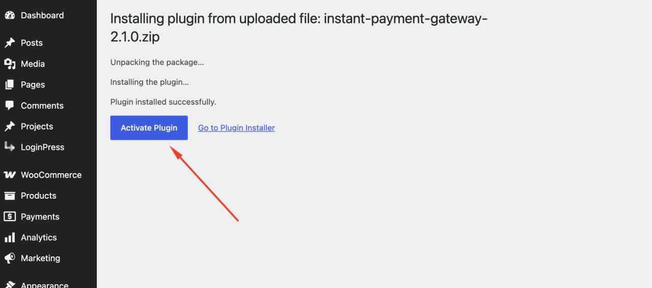 Activate the plugin screenshot
